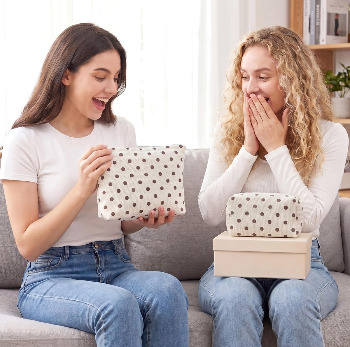 Aliceset 2 Pcs Makeup Bag Set Corduroy Cosmetic Pouch for Purse Large Travel Toiletry Bag Design Aesthetic Cotton Zipper Organizer for Women Gift Beauty Essentials(Polka Dot Beige) - thewildfolk Aliceset 2 Pcs Makeup Bag Set Corduroy Cosmetic Pouch for Purse Large Travel Toiletry Bag Design Aesthetic Cotton Zipper Organizer for Women Gift Beauty Essentials(Polka Dot Beige)