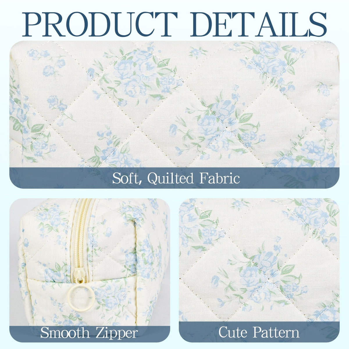 AMZMA Quilted Makeup Pouch,Cotton Puffy Makeup Bag, Coquette Cosmetic Bag for Women and Girls, Aesthetic Organizer Bag, Cute Flower Travel Toiletry Bag - thewildfolk AMZMA Quilted Makeup Pouch,Cotton Puffy Makeup Bag, Coquette Cosmetic Bag for Women and Girls, Aesthetic Organizer Bag, Cute Flower Travel Toiletry Bag