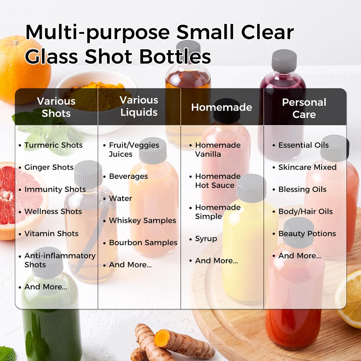 AOZITA 16 Pack, 2 oz Small Clear Glass Bottles w/Lid & 3 Funnels - 60ml Boston Shot Bottles for Health, Immunity, Potion, Wellness, Sample, Ginger, Juice - Mini Personal Care & Beauty Travel Bottle - thewildfolk AOZITA 16 Pack, 2 oz Small Clear Glass Bottles w/Lid & 3 Funnels - 60ml Boston Shot Bottles for Health, Immunity, Potion, Wellness, Sample, Ginger, Juice - Mini Personal Care & Beauty Travel Bottle