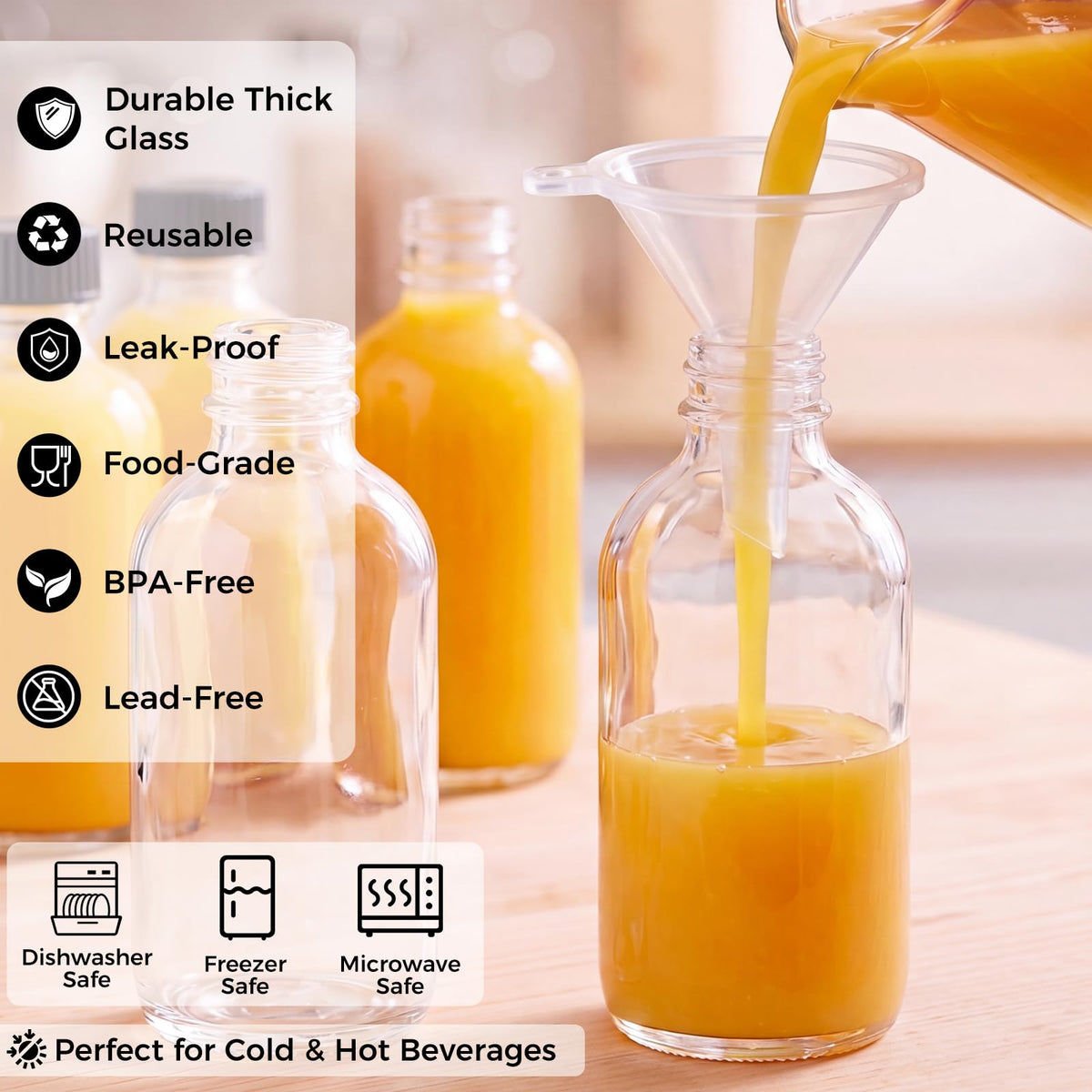 AOZITA 16 Pack, 2 oz Small Clear Glass Bottles w/Lid & 3 Funnels - 60ml Boston Shot Bottles for Health, Immunity, Potion, Wellness, Sample, Ginger, Juice - Mini Personal Care & Beauty Travel Bottle - thewildfolk AOZITA 16 Pack, 2 oz Small Clear Glass Bottles w/Lid & 3 Funnels - 60ml Boston Shot Bottles for Health, Immunity, Potion, Wellness, Sample, Ginger, Juice - Mini Personal Care & Beauty Travel Bottle
