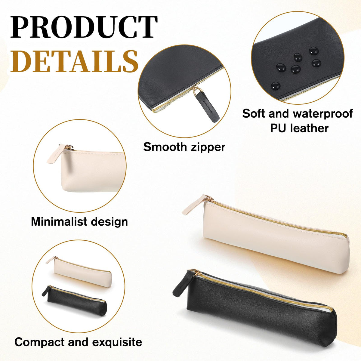 Apojgitn 2Pcs Mini Makeup Bag for Purse, PU Leather Small Makeup Bag Portable Soft Cosmetic Organizer Pouch Waterproof Small lipstick Bags with Zipper for Women Travel Storage(Black, Beige) - thewildfolk Apojgitn 2Pcs Mini Makeup Bag for Purse, PU Leather Small Makeup Bag Portable Soft Cosmetic Organizer Pouch Waterproof Small lipstick Bags with Zipper for Women Travel Storage(Black, Beige)