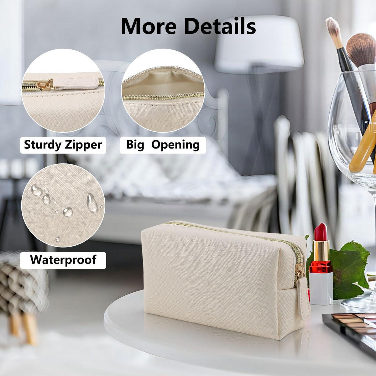 Apooliy Leather Makeup Bag for Purse Travel, Portable Small Cosmetic Organizer for Women and Girls, Make up Bag with Zipper - thewildfolk Apooliy Leather Makeup Bag for Purse Travel, Portable Small Cosmetic Organizer for Women and Girls, Make up Bag with Zipper