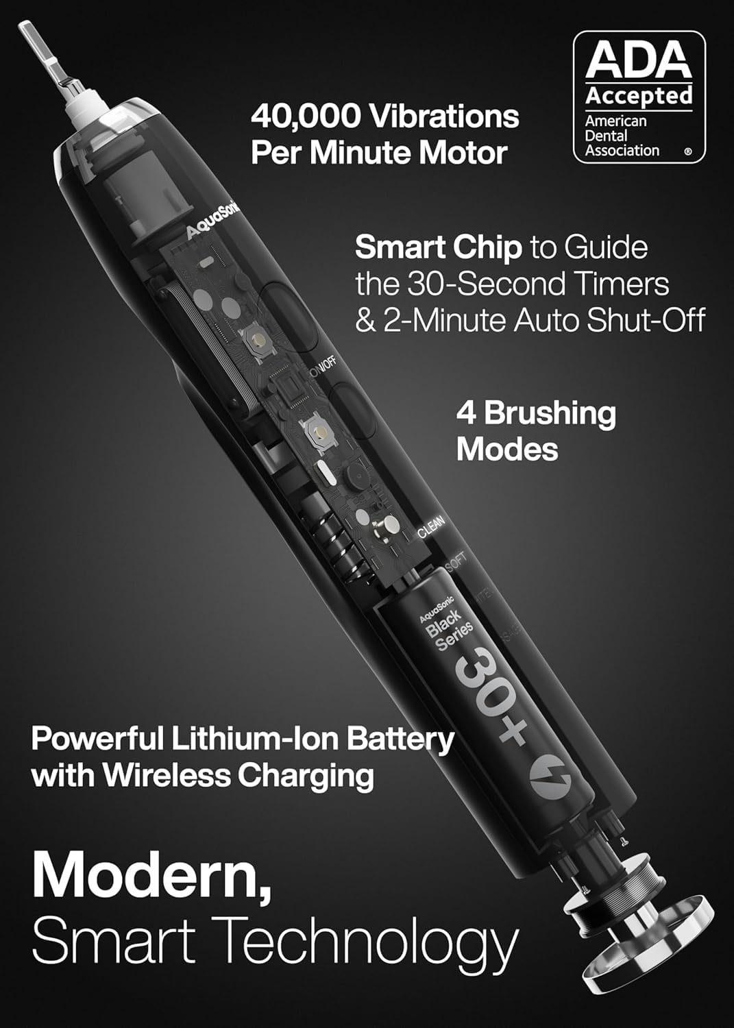 Aquasonic Black Series Ultra Whitening Toothbrush – ADA Accepted Electric Toothbrush- 8 Brush Heads & Travel Case – 40,000 VPM Electric Motor & Wireless Charging - 4 Modes w Smart Timer - thewildfolk Aquasonic Black Series Ultra Whitening Toothbrush – ADA Accepted Electric Toothbrush- 8 Brush Heads & Travel Case – 40,000 VPM Electric Motor & Wireless Charging - 4 Modes w Smart Timer