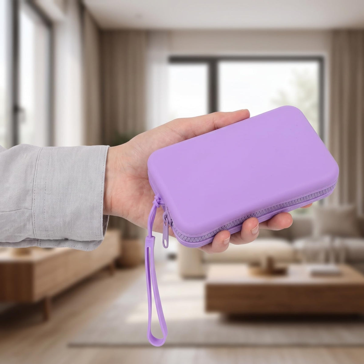 ARTIBETTER Silicone Makeup Bag Zippered Small Portable Waterproof Cosmetic Pouch Travel Organizer Purple Storage Case for Toiletries and Accessories - thewildfolk ARTIBETTER Silicone Makeup Bag Zippered Small Portable Waterproof Cosmetic Pouch Travel Organizer Purple Storage Case for Toiletries and Accessories