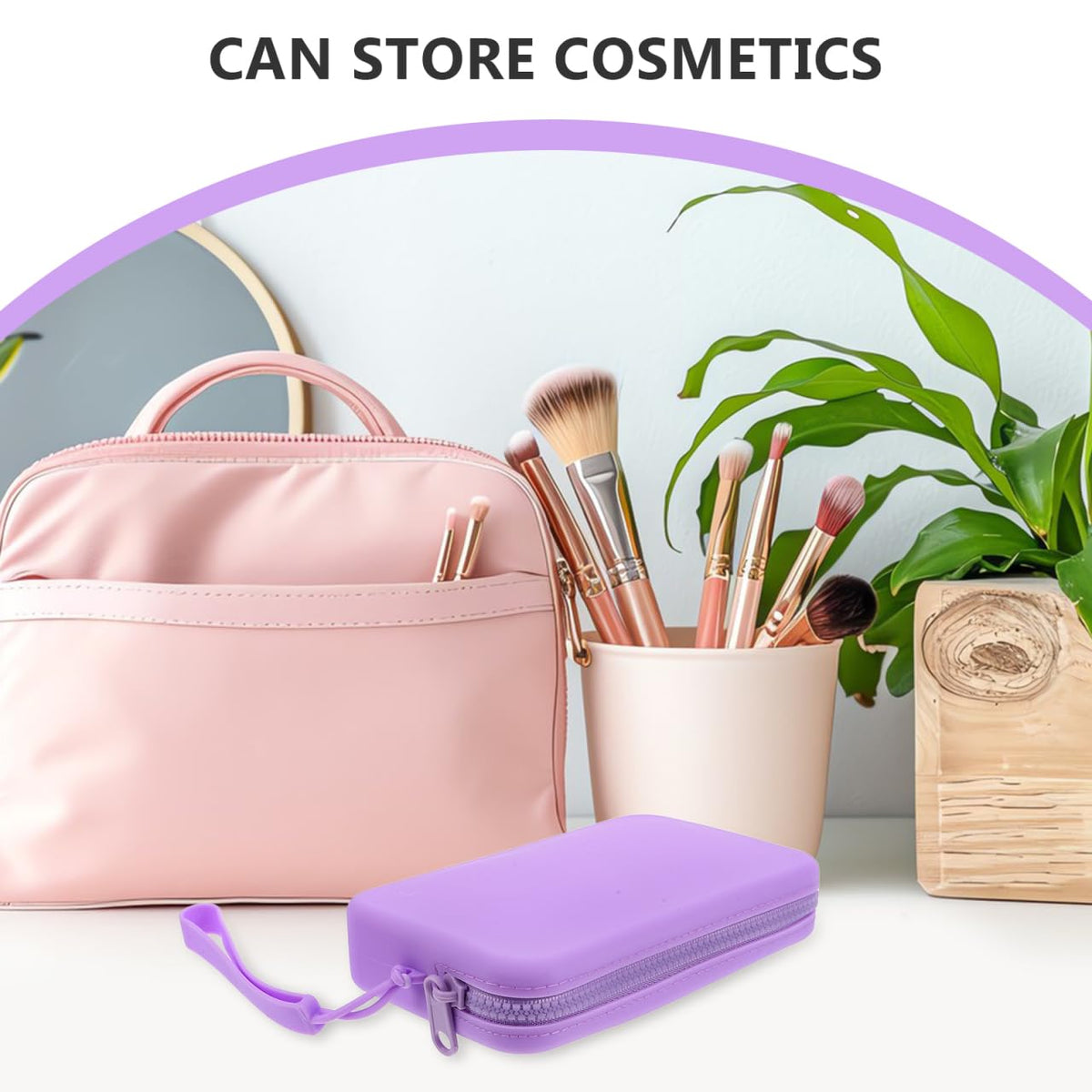ARTIBETTER Silicone Makeup Bag Zippered Small Portable Waterproof Cosmetic Pouch Travel Organizer Purple Storage Case for Toiletries and Accessories - thewildfolk ARTIBETTER Silicone Makeup Bag Zippered Small Portable Waterproof Cosmetic Pouch Travel Organizer Purple Storage Case for Toiletries and Accessories