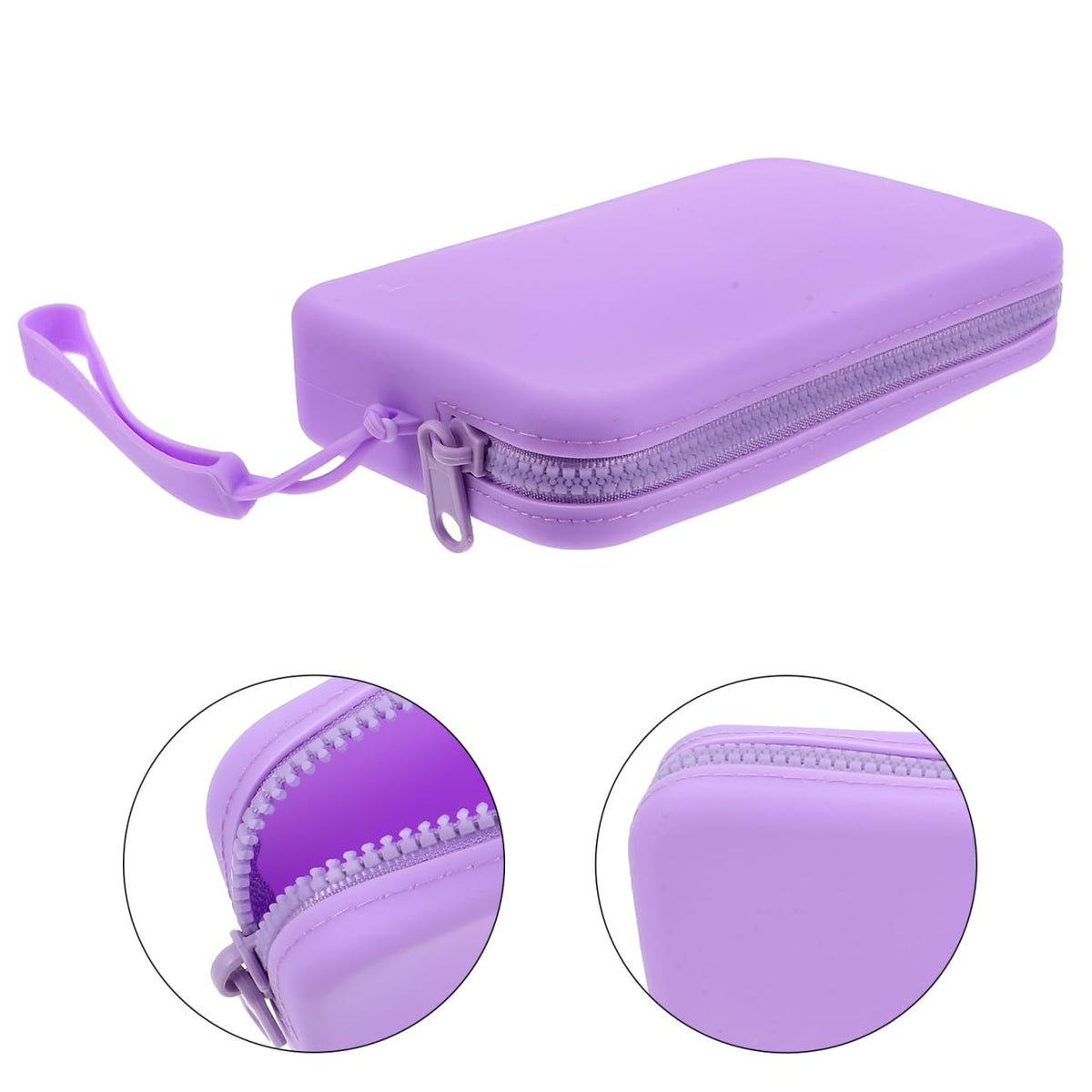 ARTIBETTER Silicone Makeup Bag Zippered Small Portable Waterproof Cosmetic Pouch Travel Organizer Purple Storage Case for Toiletries and Accessories - thewildfolk ARTIBETTER Silicone Makeup Bag Zippered Small Portable Waterproof Cosmetic Pouch Travel Organizer Purple Storage Case for Toiletries and Accessories