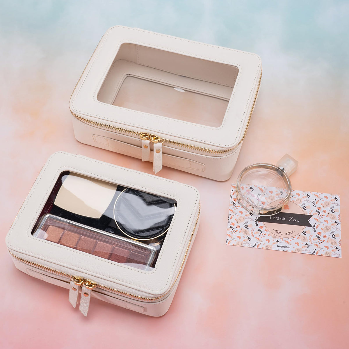 Aveniee Clear Makeup Bag Organizer, Travel Toiletry Bag Cosmetic Case for Women, Make Up Skincare Pouch Car Organizer Bag with Zippers for Essentials,White,Medium Classic - thewildfolk Aveniee Clear Makeup Bag Organizer, Travel Toiletry Bag Cosmetic Case for Women, Make Up Skincare Pouch Car Organizer Bag with Zippers for Essentials,White,Medium Classic