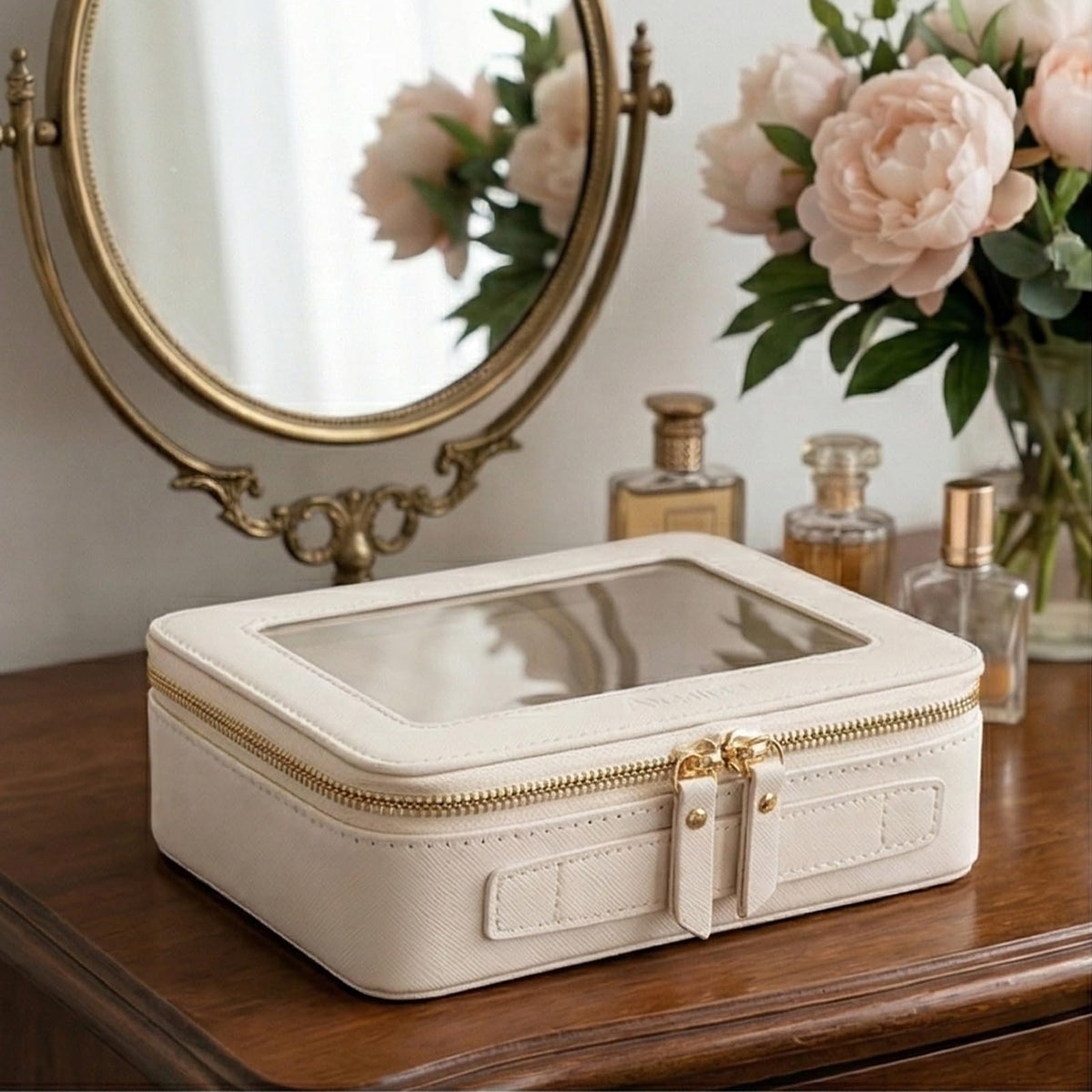 Aveniee Clear Makeup Bag Organizer, Travel Toiletry Bag Cosmetic Case for Women, Make Up Skincare Pouch Car Organizer Bag with Zippers for Essentials,White,Medium Classic - thewildfolk Aveniee Clear Makeup Bag Organizer, Travel Toiletry Bag Cosmetic Case for Women, Make Up Skincare Pouch Car Organizer Bag with Zippers for Essentials,White,Medium Classic