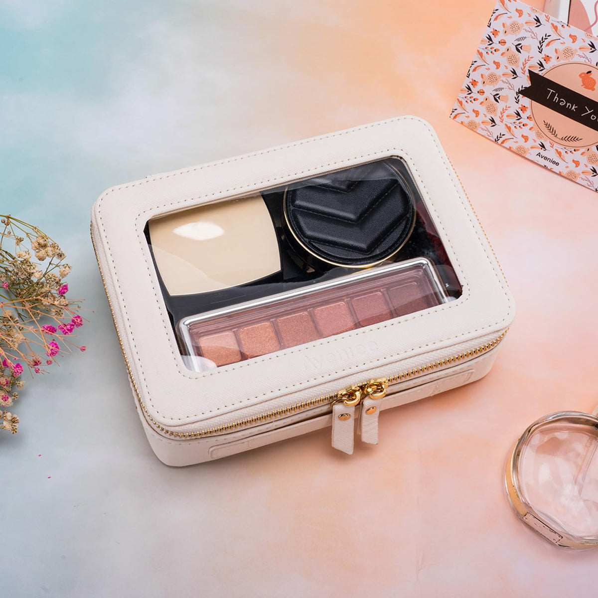 Aveniee Clear Makeup Bag Organizer, Travel Toiletry Bag Cosmetic Case for Women, Make Up Skincare Pouch Car Organizer Bag with Zippers for Essentials,White,Medium Classic - thewildfolk Aveniee Clear Makeup Bag Organizer, Travel Toiletry Bag Cosmetic Case for Women, Make Up Skincare Pouch Car Organizer Bag with Zippers for Essentials,White,Medium Classic
