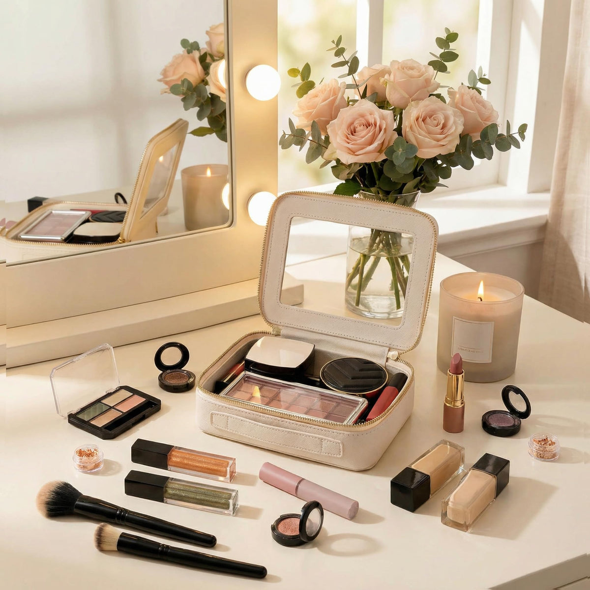 Aveniee Clear Makeup Bag Organizer, Travel Toiletry Bag Cosmetic Case for Women, Make Up Skincare Pouch Car Organizer Bag with Zippers for Essentials,White,Medium Classic - thewildfolk Aveniee Clear Makeup Bag Organizer, Travel Toiletry Bag Cosmetic Case for Women, Make Up Skincare Pouch Car Organizer Bag with Zippers for Essentials,White,Medium Classic