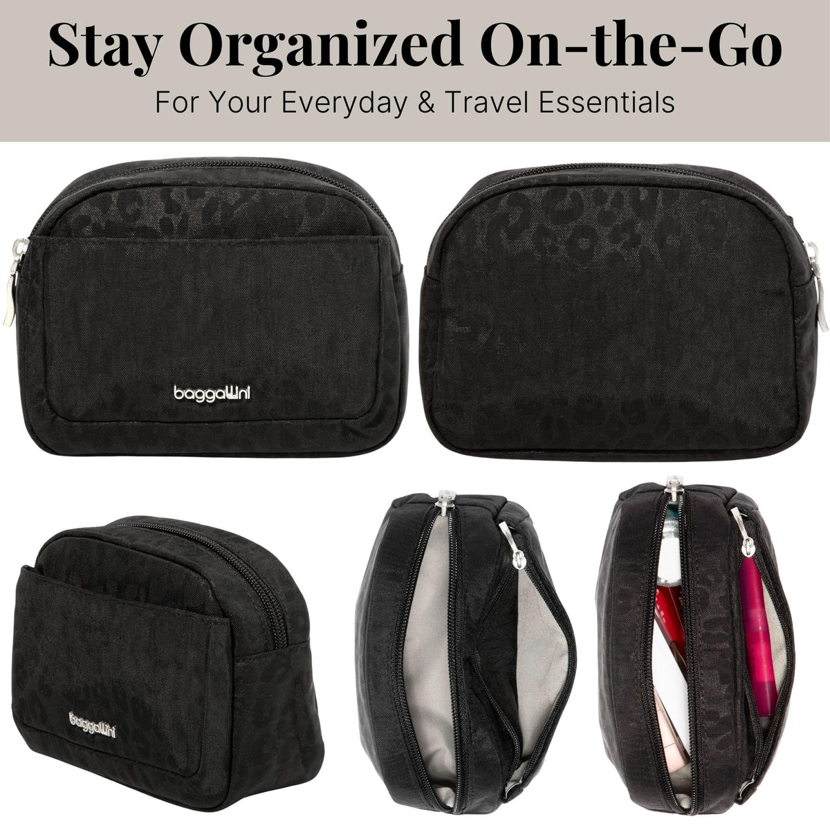 Baggallini Small Cosmetic Pocket - Lightweight 6x4 Inch Makeup Bag - Travel Essentials Makeup Organizer - thewildfolk Baggallini Small Cosmetic Pocket - Lightweight 6x4 Inch Makeup Bag - Travel Essentials Makeup Organizer