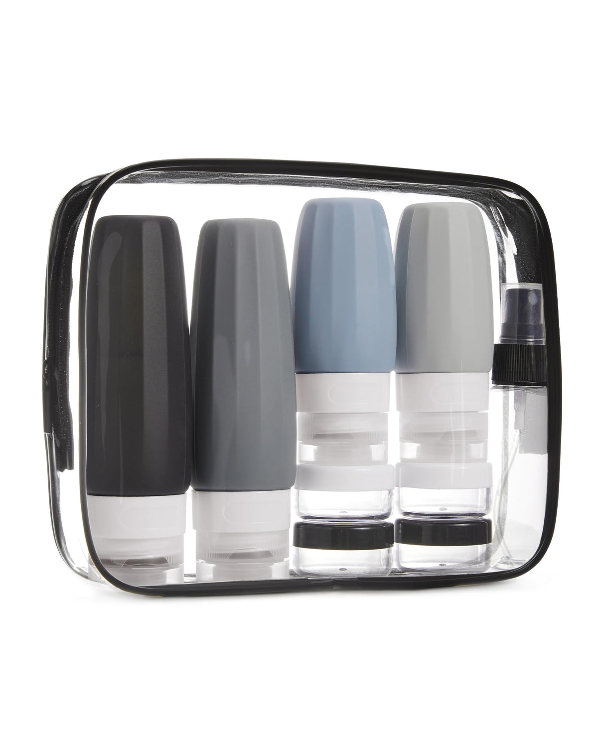 BAGSMART 18 Pack TSA Approved Travel Bottles for Toiletries, Leak Proof Silicone Travel Size Containers Bottles for Shampoo, Grey - thewildfolk BAGSMART 18 Pack TSA Approved Travel Bottles for Toiletries, Leak Proof Silicone Travel Size Containers Bottles for Shampoo, Grey