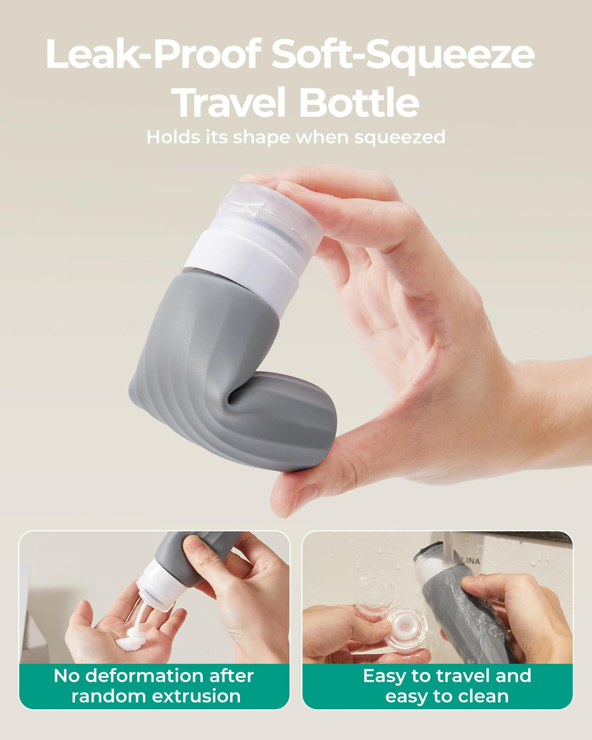 BAGSMART 18 Pack TSA Approved Travel Bottles for Toiletries, Leak Proof Silicone Travel Size Containers Bottles for Shampoo, Grey - thewildfolk BAGSMART 18 Pack TSA Approved Travel Bottles for Toiletries, Leak Proof Silicone Travel Size Containers Bottles for Shampoo, Grey