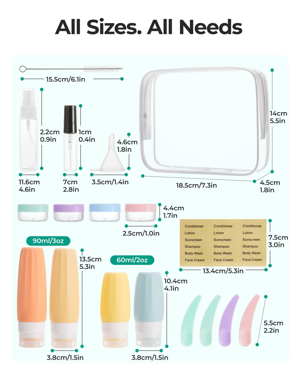 BAGSMART 18 Pack TSA Approved Travel Bottles for Toiletries, Leak Proof Silicone Travel Size Containers Bottles for Shampoo, Purple - thewildfolk BAGSMART 18 Pack TSA Approved Travel Bottles for Toiletries, Leak Proof Silicone Travel Size Containers Bottles for Shampoo, Purple