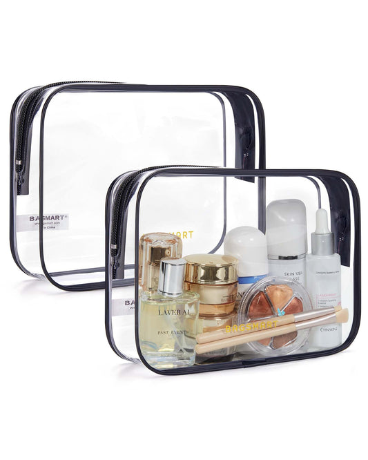BAGSMART Clear Toiletry Bag 2-Pack TSA Approved Water-Repellent, Black - thewildfolk BAGSMART Clear Toiletry Bag 2-Pack TSA Approved Water-Repellent, Black