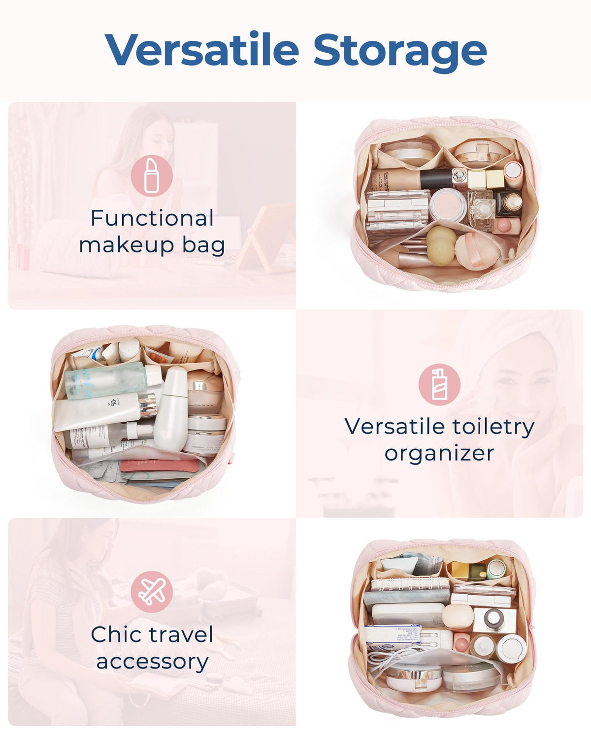 BAGSMART Makeup Bag, Travel Cosmetic Bag, Puffy Padded Make Up Bag for Women, Makeup Organizer Case, Wide-open Pouch Purse, Travel Essentials, Toiletries Accessories Brushes, Black - thewildfolk BAGSMART Makeup Bag, Travel Cosmetic Bag, Puffy Padded Make Up Bag for Women, Makeup Organizer Case, Wide-open Pouch Purse, Travel Essentials, Toiletries Accessories Brushes, Black