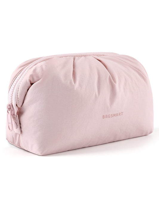 BAGSMART Makeup Bag Travel Toiletry Bag, Cute Make Up Bag, Large Capacity Cosmetic Bags for Women, Wide-open Makeup Pouch Travel Essentials Toiletries Accessories Brushes (Pink) - thewildfolk BAGSMART Makeup Bag Travel Toiletry Bag, Cute Make Up Bag, Large Capacity Cosmetic Bags for Women, Wide-open Makeup Pouch Travel Essentials Toiletries Accessories Brushes (Pink)
