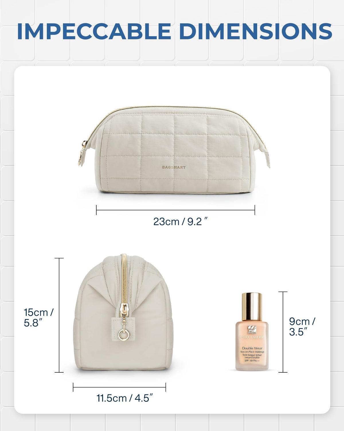 BAGSMART Makeup Bag Travel Toiletry Bag, Wide-open Zipper Pouch, Beige - thewildfolk BAGSMART Makeup Bag Travel Toiletry Bag, Wide-open Zipper Pouch, Beige
