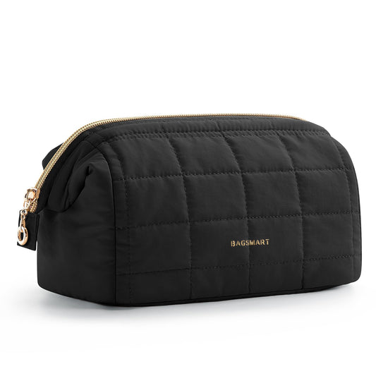 BAGSMART Makeup Bag Travel Toiletry Bag, Wide-open Zipper Pouch, Black - thewildfolk BAGSMART Makeup Bag Travel Toiletry Bag, Wide-open Zipper Pouch, Black