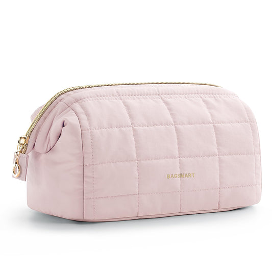 BAGSMART Makeup Bag Travel Toiletry Bag, Wide-open Zipper Pouch, Pink - thewildfolk BAGSMART Makeup Bag Travel Toiletry Bag, Wide-open Zipper Pouch, Pink