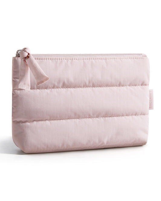 BAGSMART Small Makeup Bag, Machine Washable Puffy Cosmetic Pouch, Pink - thewildfolk BAGSMART Small Makeup Bag, Machine Washable Puffy Cosmetic Pouch, Pink