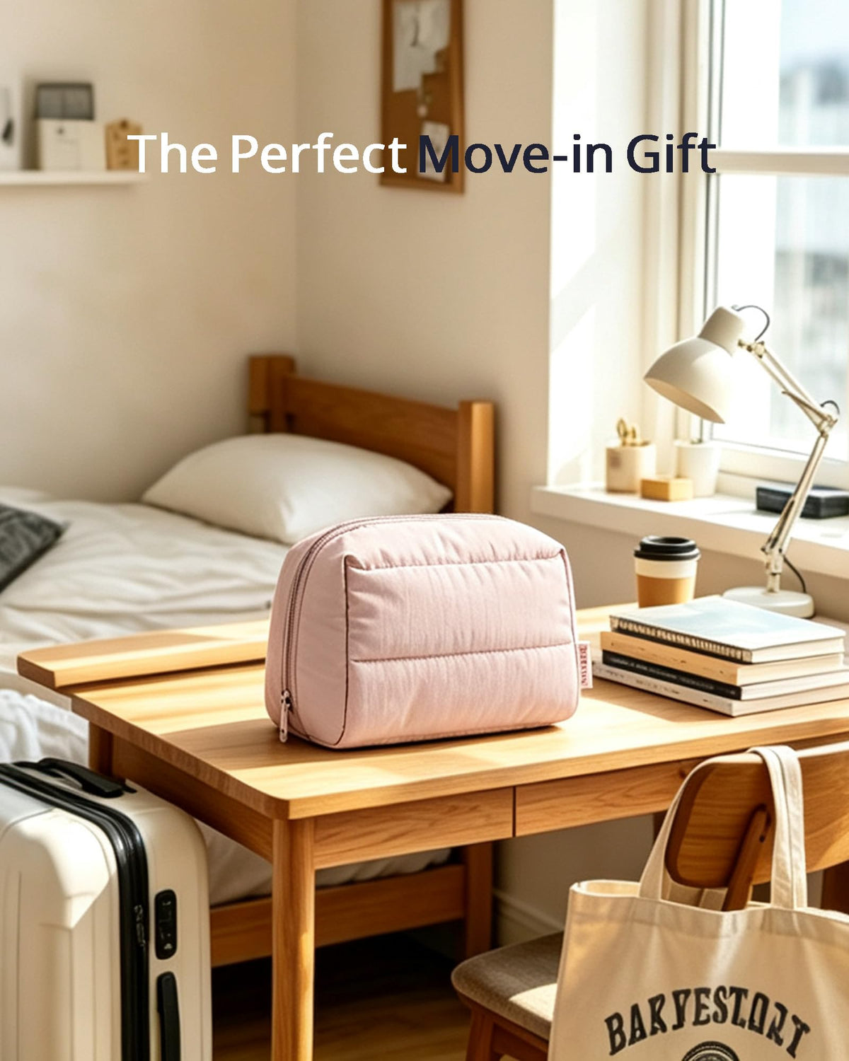 BAGSMART Small Makeup Bag, Puffy Wide-open Zipper Cosmetic Pouch, Pink - thewildfolk BAGSMART Small Makeup Bag, Puffy Wide-open Zipper Cosmetic Pouch, Pink