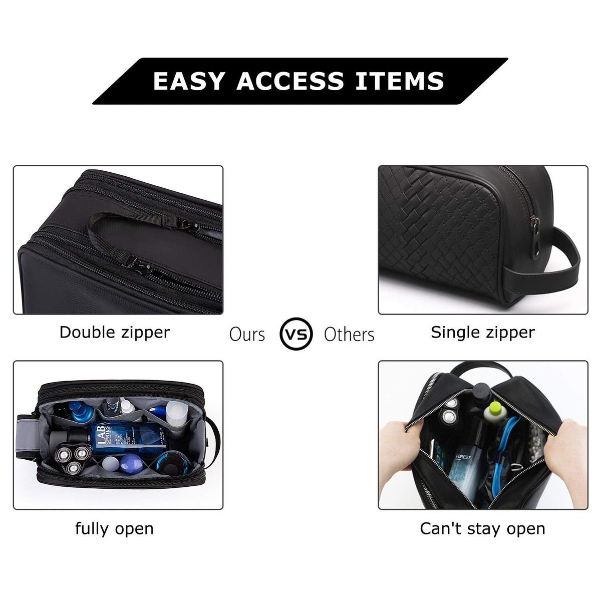 BAGSMART Toiletry Bag for Men, Travel Toiletry Organizer Dopp Kit Water-resistant Shaving Bag for Toiletries Accessories, Door Room Essentials, Black-medium - thewildfolk BAGSMART Toiletry Bag for Men, Travel Toiletry Organizer Dopp Kit Water-resistant Shaving Bag for Toiletries Accessories, Door Room Essentials, Black-medium
