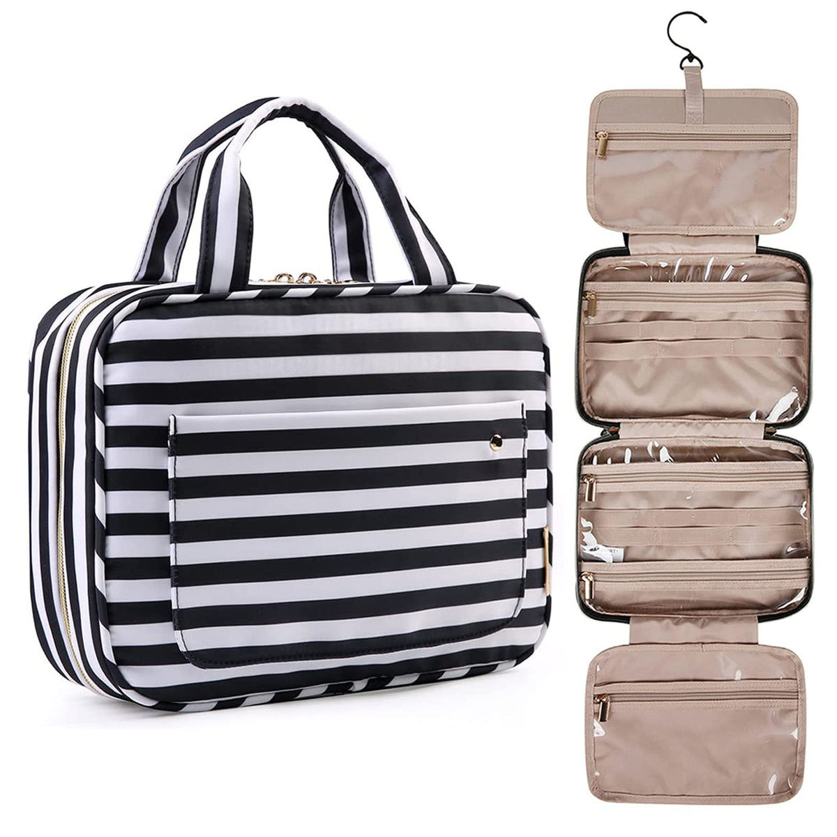 BAGSMART Toiletry Bag Travel Bag with Hanging Hook, Bonchemin Water-resistant Makeup Cosmetic Bag Travel Organizer for Accessories, Shampoo, Full Sized Container, Toiletries, Large - thewildfolk BAGSMART Toiletry Bag Travel Bag with Hanging Hook, Bonchemin Water-resistant Makeup Cosmetic Bag Travel Organizer for Accessories, Shampoo, Full Sized Container, Toiletries, Large