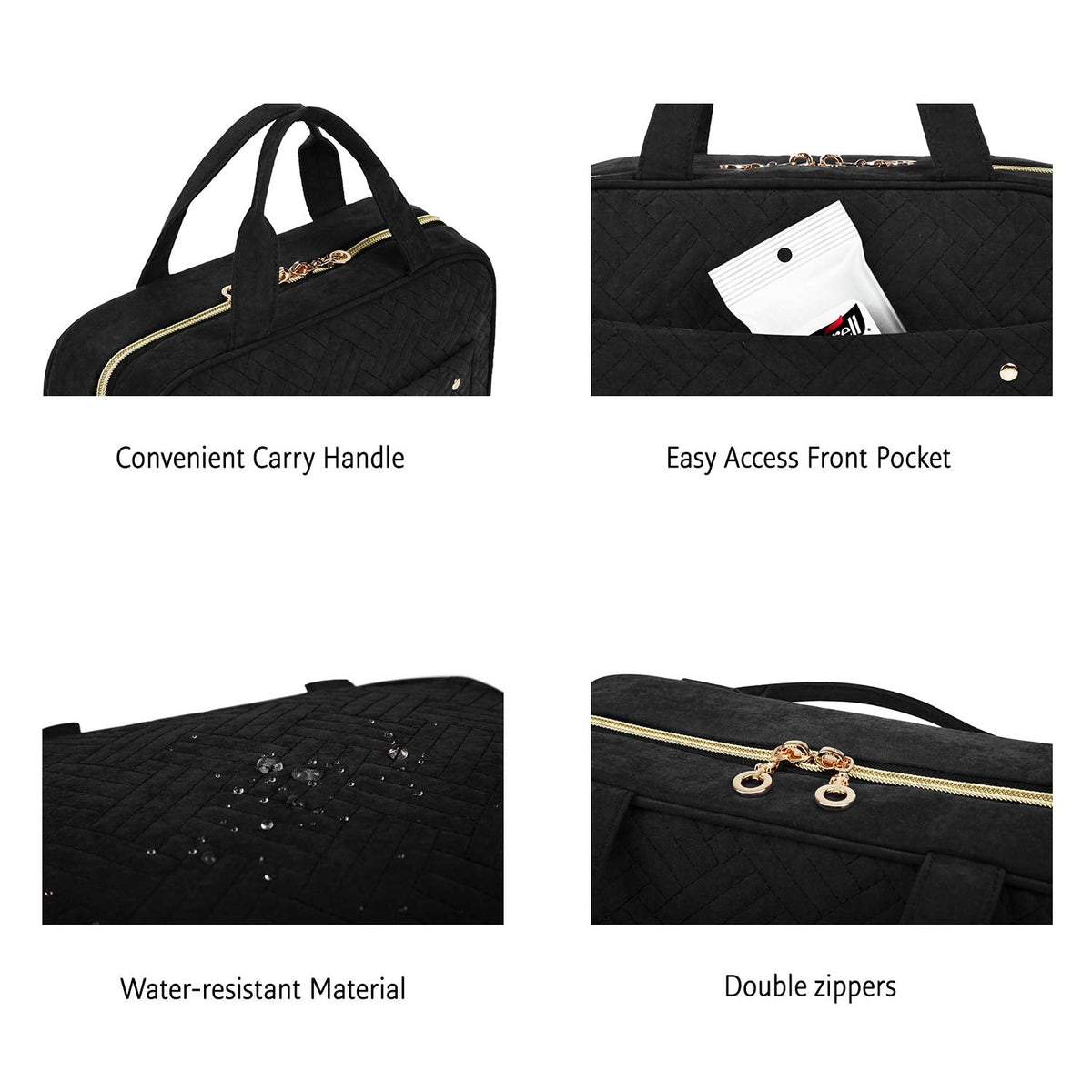 BAGSMART Toiletry Bag Travel Bag with Hanging Hook, Water-resistant Makeup Cosmetic Bag Travel Organizer for Accessories, Shampoo, Full-size Container, Toiletries (Black, Medium) - thewildfolk BAGSMART Toiletry Bag Travel Bag with Hanging Hook, Water-resistant Makeup Cosmetic Bag Travel Organizer for Accessories, Shampoo, Full-size Container, Toiletries (Black, Medium)