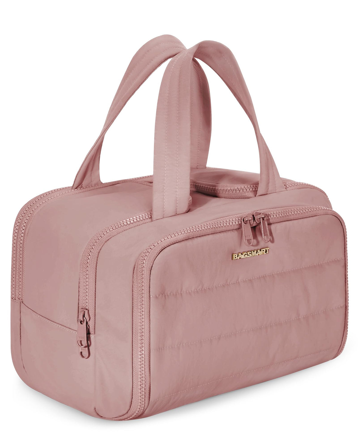BAGSMART Travel Toiletry Bag, Lightweight Large Wide-open Travel Bag for Women, Puffy Cosmetic Makeup Bag Organizer with Handle for Accessories,Essentials, Toiletries, Dark Pink - thewildfolk BAGSMART Travel Toiletry Bag, Lightweight Large Wide-open Travel Bag for Women, Puffy Cosmetic Makeup Bag Organizer with Handle for Accessories,Essentials, Toiletries, Dark Pink