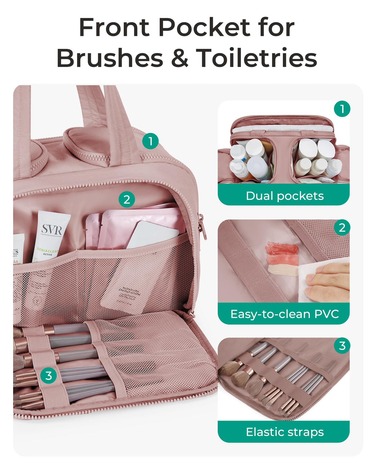 BAGSMART Travel Toiletry Bag, Lightweight Large Wide-open Travel Bag for Women, Puffy Cosmetic Makeup Bag Organizer with Handle for Accessories,Essentials, Toiletries, Dark Pink - thewildfolk BAGSMART Travel Toiletry Bag, Lightweight Large Wide-open Travel Bag for Women, Puffy Cosmetic Makeup Bag Organizer with Handle for Accessories,Essentials, Toiletries, Dark Pink
