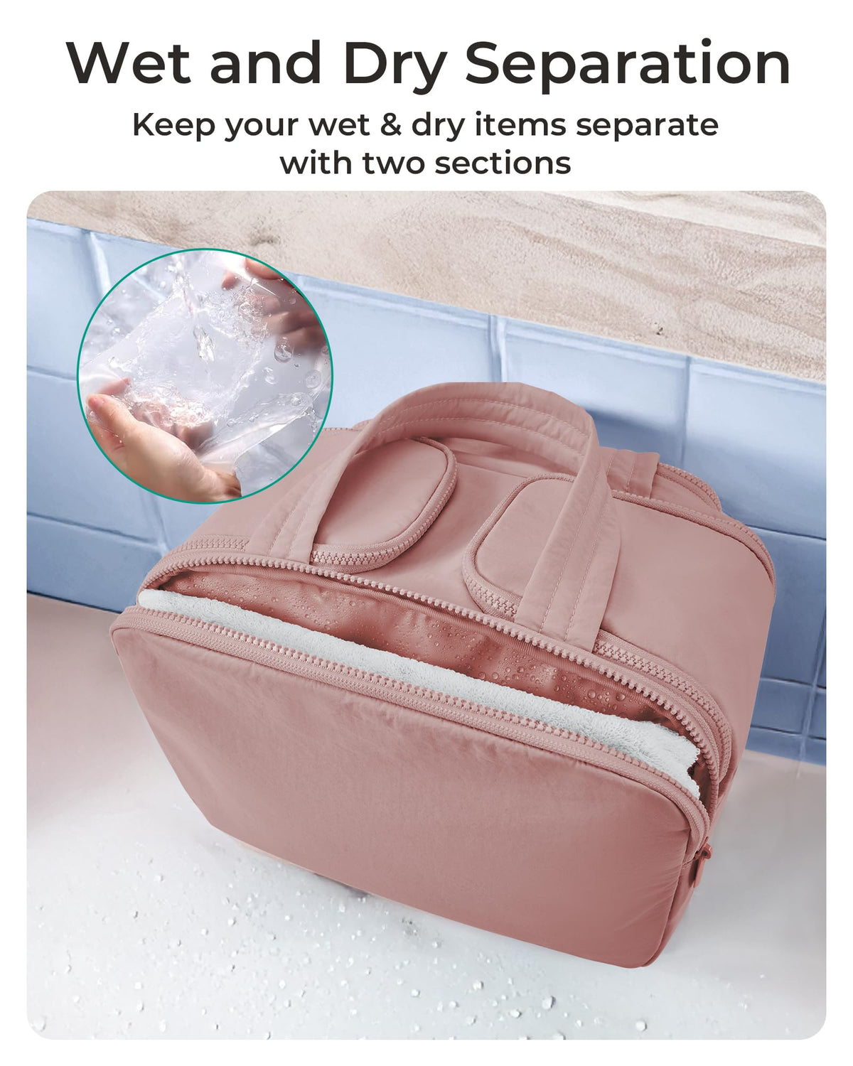 BAGSMART Travel Toiletry Bag, Lightweight Large Wide-open Travel Bag for Women, Puffy Cosmetic Makeup Bag Organizer with Handle for Accessories,Essentials, Toiletries, Dark Pink - thewildfolk BAGSMART Travel Toiletry Bag, Lightweight Large Wide-open Travel Bag for Women, Puffy Cosmetic Makeup Bag Organizer with Handle for Accessories,Essentials, Toiletries, Dark Pink