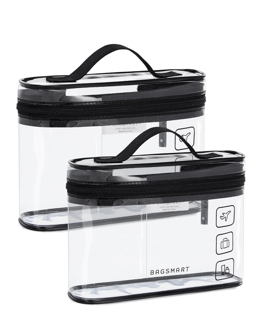 BAGSMART TSA Approved Toiletry Bag, 2 Pack Clear Makeup Cosmetic Bag Organizer, Quart Size Travel Bag for Toiletries, Carry-on Travel Accessories Essentials, Black-2pcs - thewildfolk BAGSMART TSA Approved Toiletry Bag, 2 Pack Clear Makeup Cosmetic Bag Organizer, Quart Size Travel Bag for Toiletries, Carry-on Travel Accessories Essentials, Black-2pcs