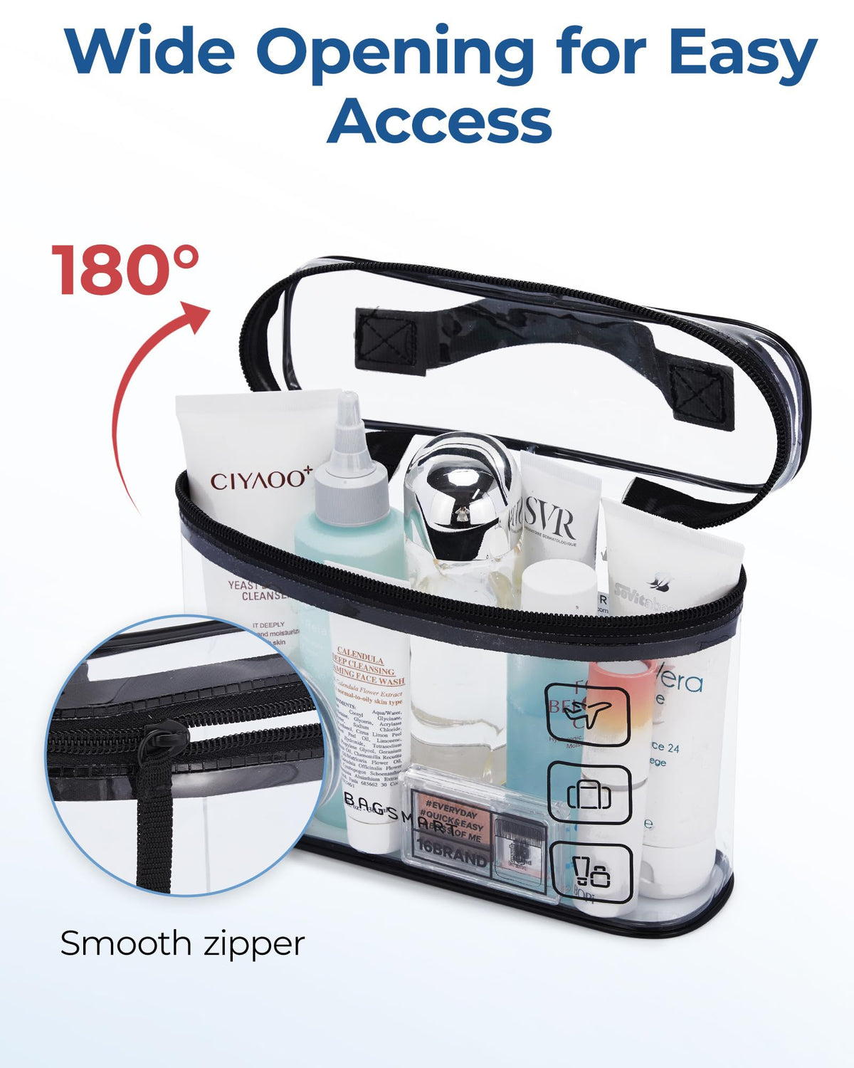 BAGSMART TSA Approved Toiletry Bag, 2 Pack Clear Makeup Cosmetic Bag Organizer, Quart Size Travel Bag for Toiletries, Carry-on Travel Accessories Essentials, Black-2pcs - thewildfolk BAGSMART TSA Approved Toiletry Bag, 2 Pack Clear Makeup Cosmetic Bag Organizer, Quart Size Travel Bag for Toiletries, Carry-on Travel Accessories Essentials, Black-2pcs