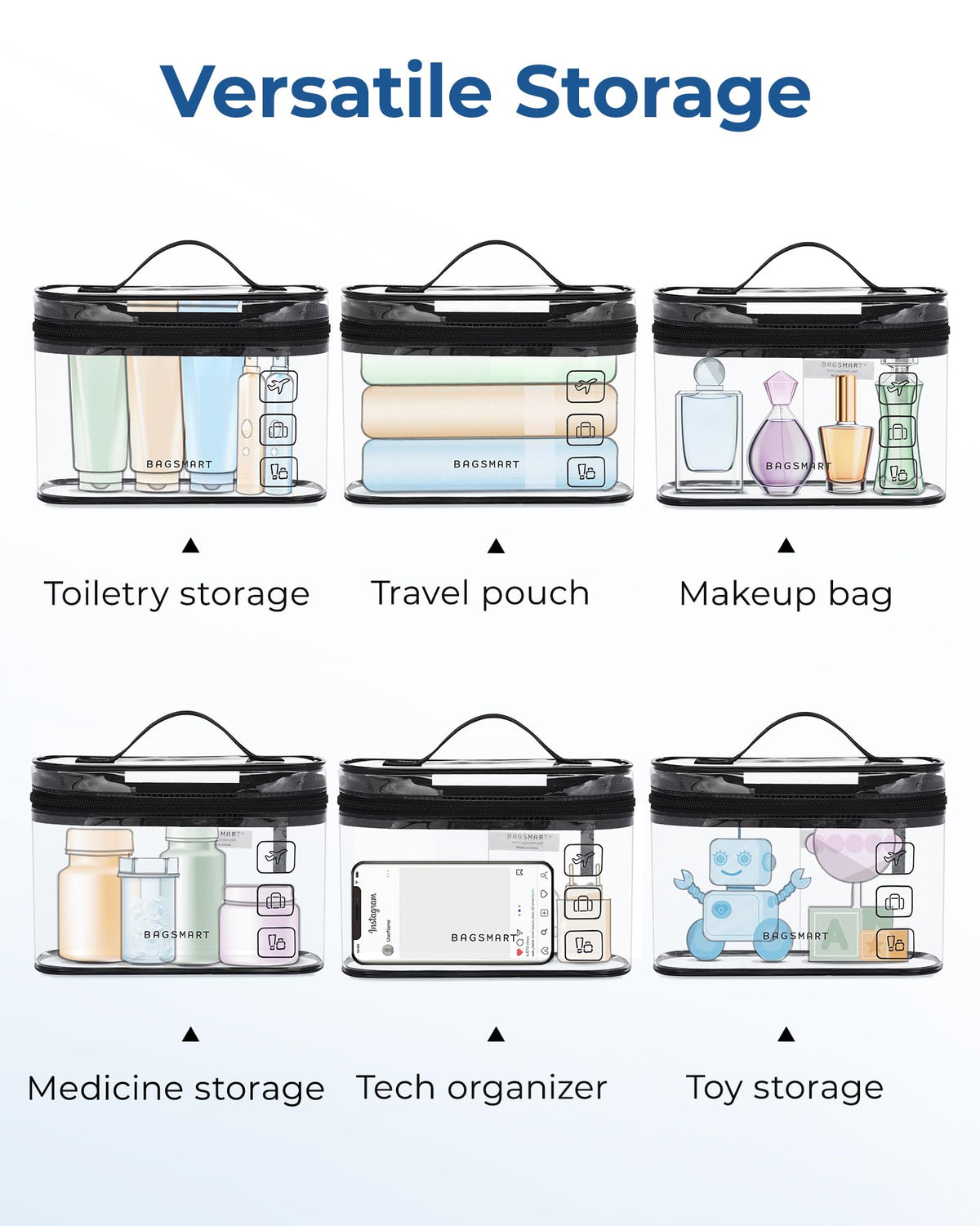 BAGSMART TSA Approved Toiletry Bag, 2 Pack Clear Makeup Cosmetic Bag Organizer, Quart Size Travel Bag for Toiletries, Carry-on Travel Accessories Essentials, Black-2pcs - thewildfolk BAGSMART TSA Approved Toiletry Bag, 2 Pack Clear Makeup Cosmetic Bag Organizer, Quart Size Travel Bag for Toiletries, Carry-on Travel Accessories Essentials, Black-2pcs