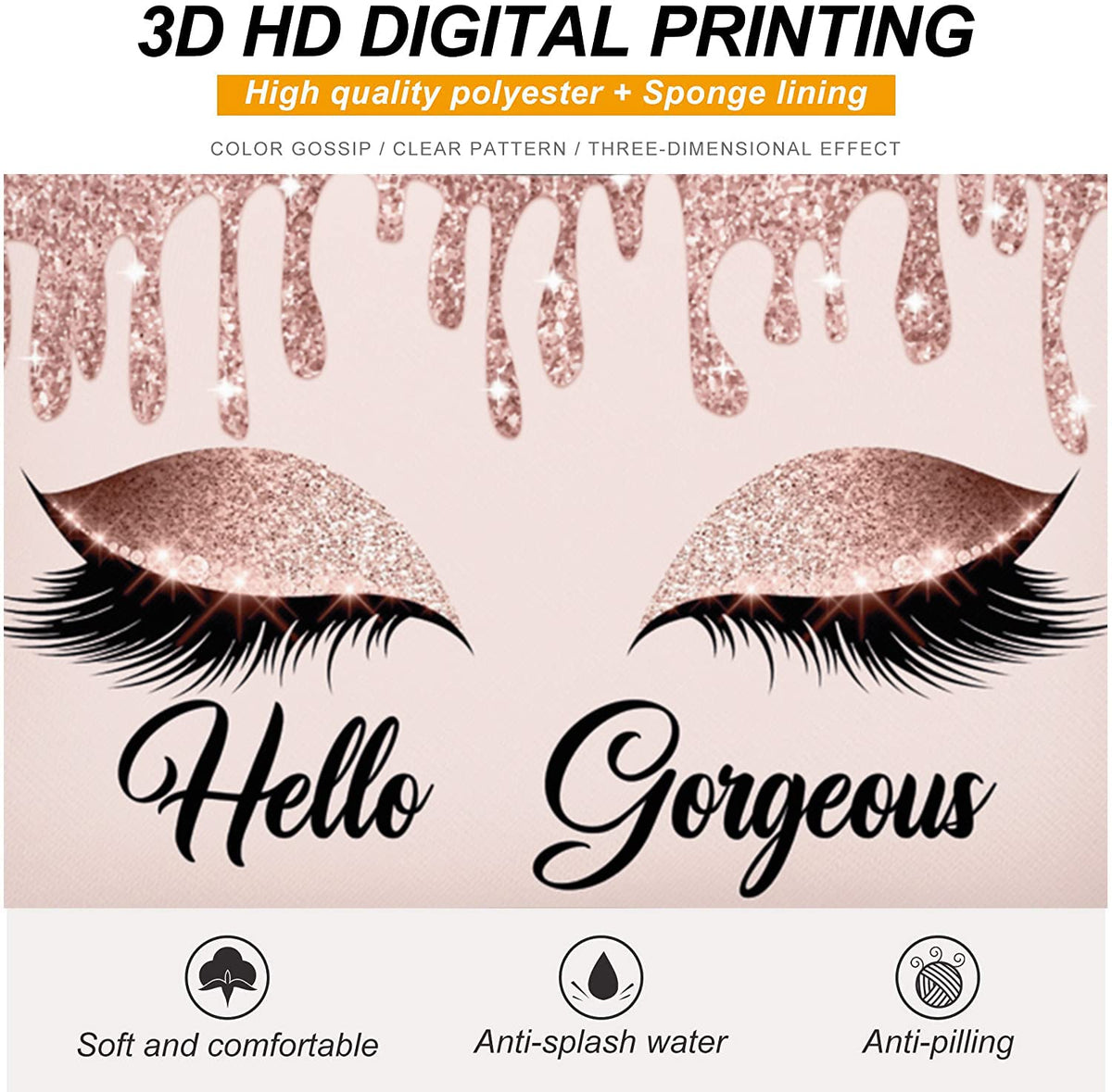 Baobeily Hello Gorgeous Makeup Bag for Purse Eyelash Pink Cosmetic Bags for Women Inspirational Gift Small Funny Cosmetics Glitters Eyeshadows Travel Bag Cases for Toiletries Accessories Organizer - thewildfolk Baobeily Hello Gorgeous Makeup Bag for Purse Eyelash Pink Cosmetic Bags for Women Inspirational Gift Small Funny Cosmetics Glitters Eyeshadows Travel Bag Cases for Toiletries Accessories Organizer