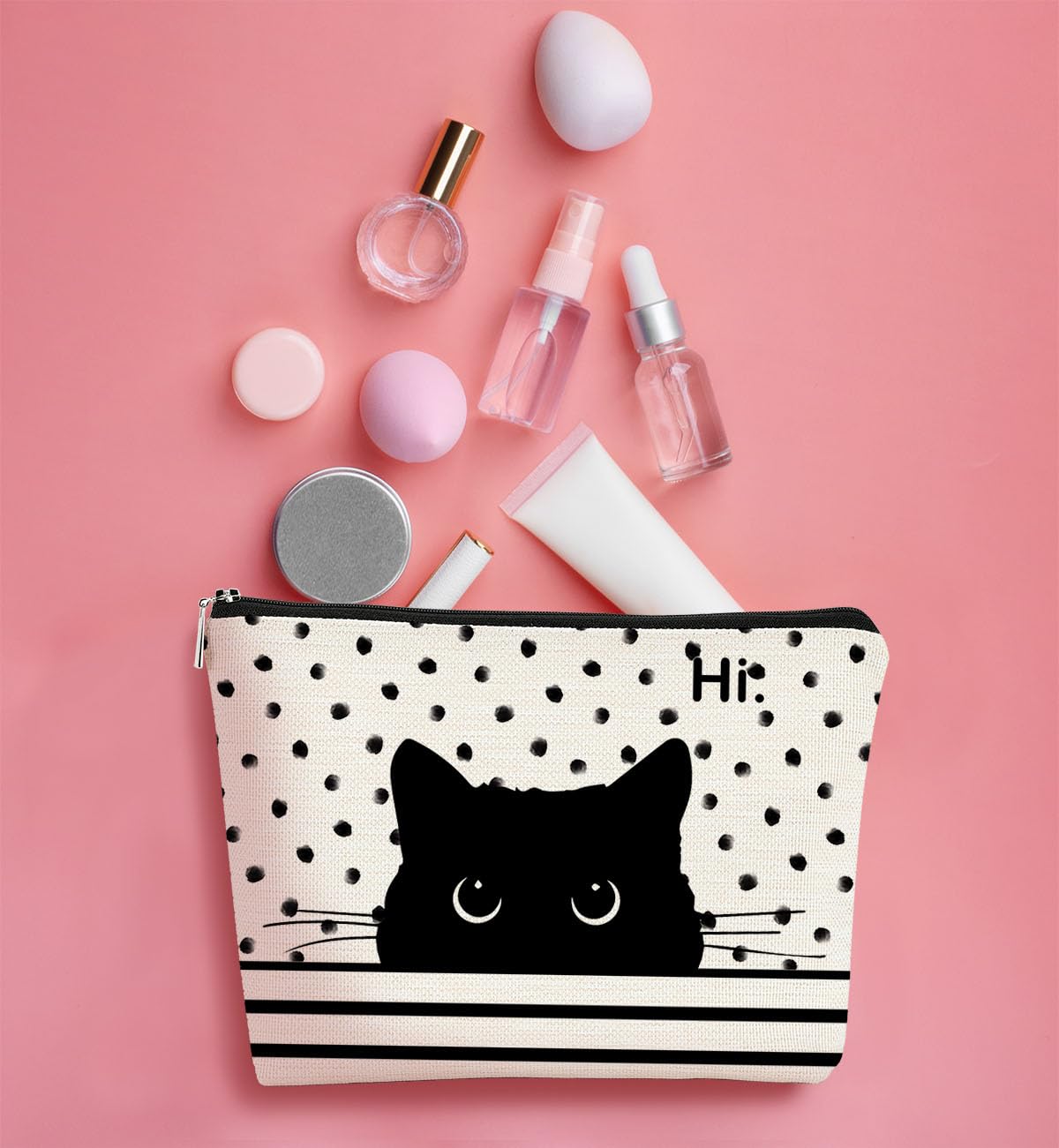 BARPERY Cat Makeup Bag - Black Cat Purse, Small Cute Makeup Bag Cosmetic Bag For Women & Teen Girls, Cat Lady Gifts For Women (Polka Dot) - thewildfolk BARPERY Cat Makeup Bag - Black Cat Purse, Small Cute Makeup Bag Cosmetic Bag For Women & Teen Girls, Cat Lady Gifts For Women (Polka Dot)