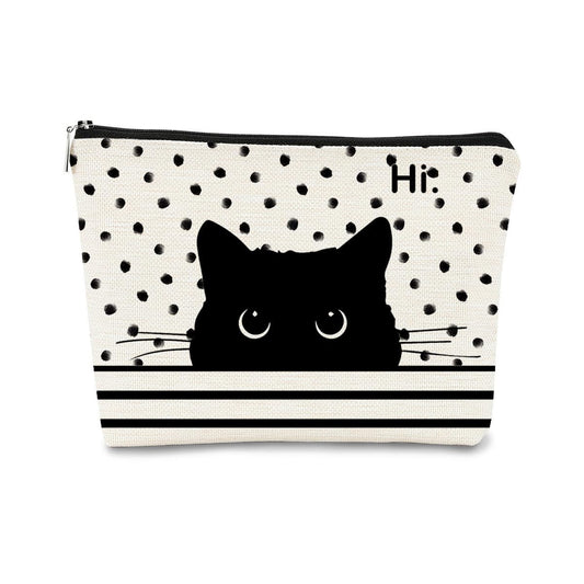 BARPERY Cat Makeup Bag - Black Cat Purse, Small Cute Makeup Bag Cosmetic Bag For Women & Teen Girls, Cat Lady Gifts For Women (Polka Dot) - thewildfolk BARPERY Cat Makeup Bag - Black Cat Purse, Small Cute Makeup Bag Cosmetic Bag For Women & Teen Girls, Cat Lady Gifts For Women (Polka Dot)