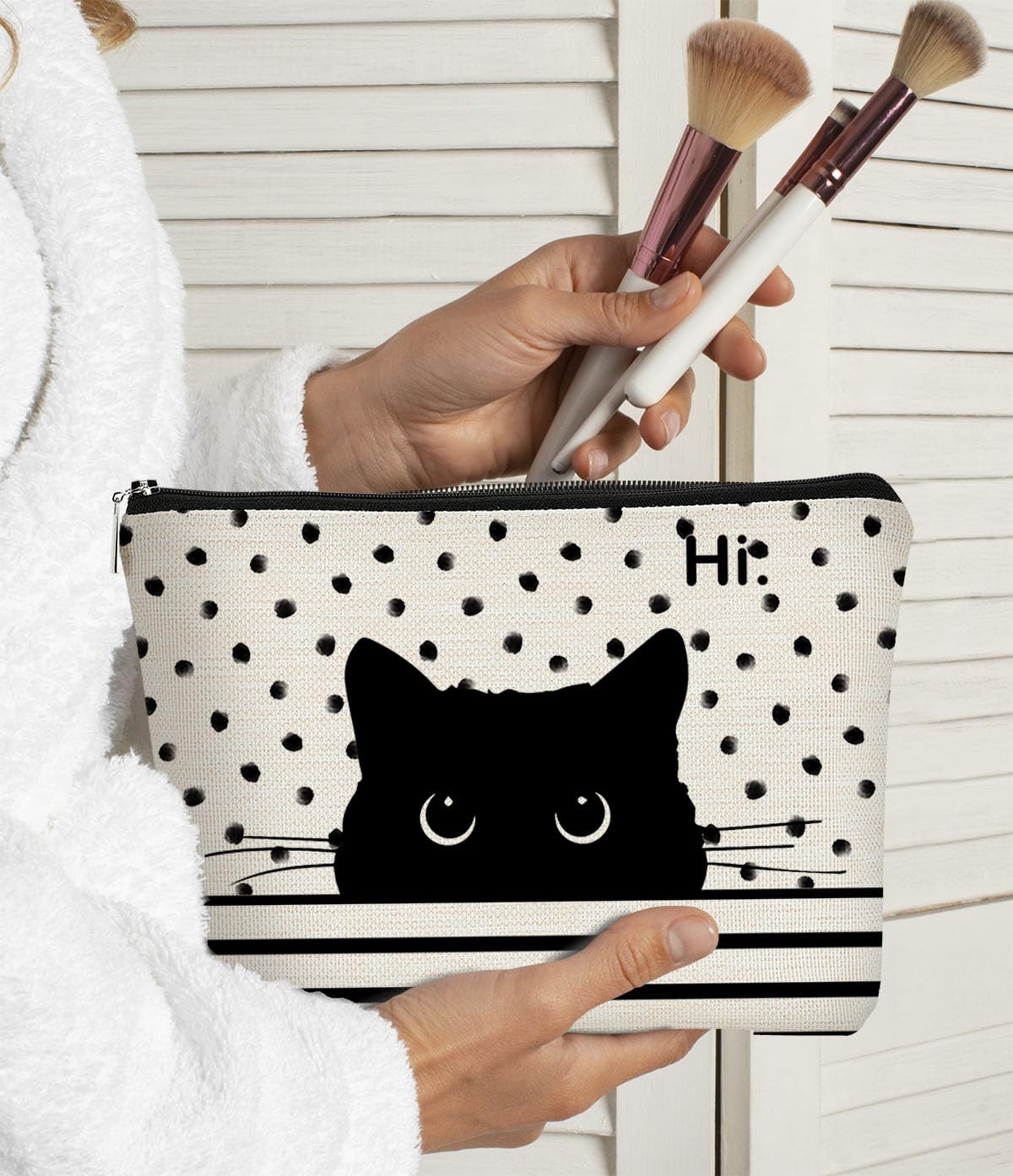 BARPERY Cat Makeup Bag - Black Cat Purse, Small Cute Makeup Bag Cosmetic Bag For Women & Teen Girls, Cat Lady Gifts For Women (Polka Dot) - thewildfolk BARPERY Cat Makeup Bag - Black Cat Purse, Small Cute Makeup Bag Cosmetic Bag For Women & Teen Girls, Cat Lady Gifts For Women (Polka Dot)
