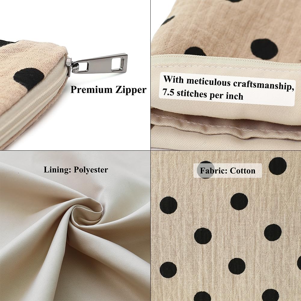 BBORGDC Small Cosmetic Bag Set of 3 for Purse, Beige Polka Dot Cotton Makeup Bags, 3 Sizes Zipper Pouch Organizer for Travel & Toiletries, Gift for Her Birthday, Bridesmaid & Best Friend - thewildfolk BBORGDC Small Cosmetic Bag Set of 3 for Purse, Beige Polka Dot Cotton Makeup Bags, 3 Sizes Zipper Pouch Organizer for Travel & Toiletries, Gift for Her Birthday, Bridesmaid & Best Friend