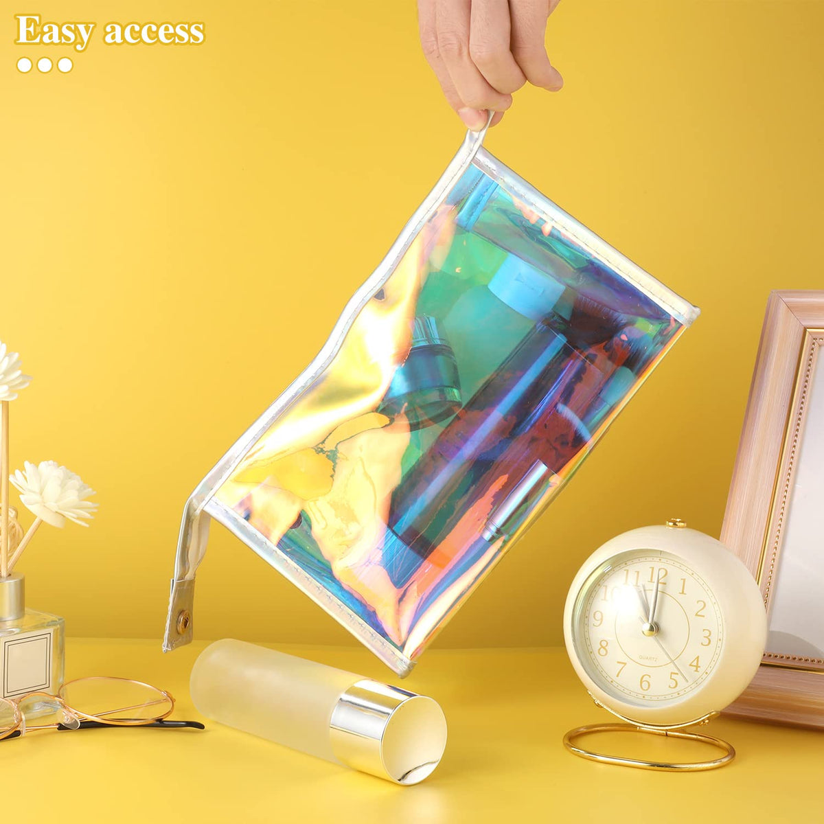 BESARME 10 Pack Holographic Makeup Bags, Clear PVC Zipper Pouches - thewildfolk BESARME 10 Pack Holographic Makeup Bags, Clear PVC Zipper Pouches