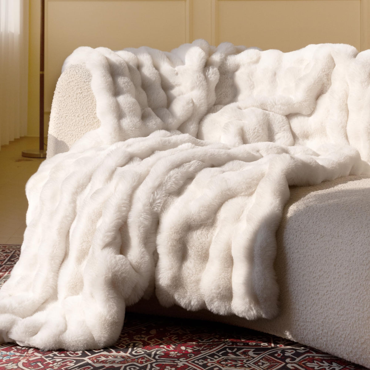 blunique Ultra Soft Cozy Faux Fur Throw Blanket, Fuzzy Plush Thick Bubble Blanket, Luxury Fluffy Blanket for Couch, Sofa, Bedroom, and Living Room, 50x60 Inches, Cream White - thewildfolk blunique Ultra Soft Cozy Faux Fur Throw Blanket, Fuzzy Plush Thick Bubble Blanket, Luxury Fluffy Blanket for Couch, Sofa, Bedroom, and Living Room, 50x60 Inches, Cream White