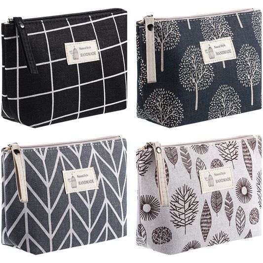 Boao 4 Pcs Small Cosmetic Bags for Purse,Small,Arrow, Plaid, Tree, Leave - thewildfolk Boao 4 Pcs Small Cosmetic Bags for Purse,Small,Arrow, Plaid, Tree, Leave