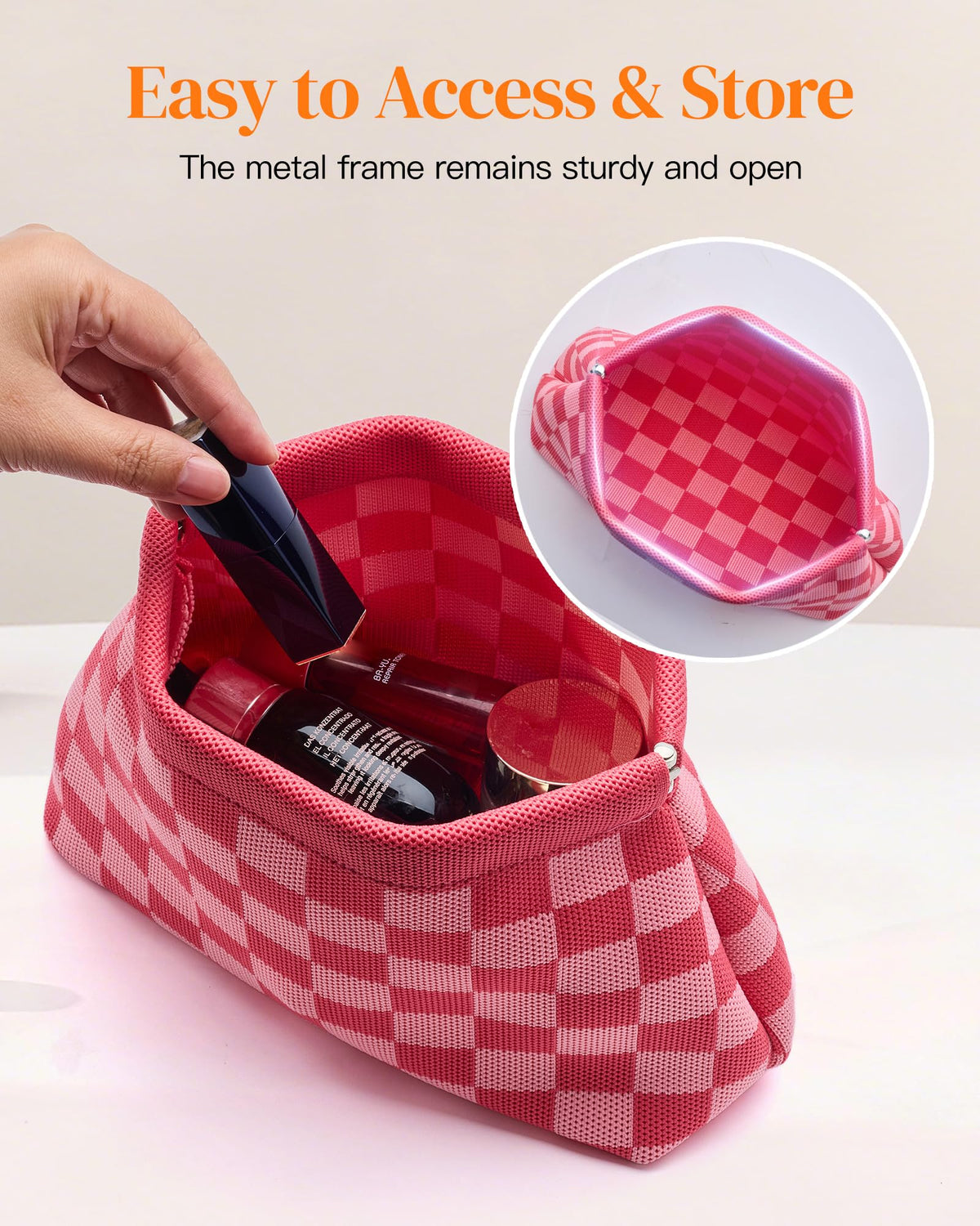 bohunono Small Makeup Bag for Purse,Cute Travel Makeup Pouch, Perfect Cosmetic & Toiletry Bag for Women, Lipstick Case & Brush Holder, Mini Vanity Organizer(LB_Dark Orange-Light Blue) - thewildfolk bohunono Small Makeup Bag for Purse,Cute Travel Makeup Pouch, Perfect Cosmetic & Toiletry Bag for Women, Lipstick Case & Brush Holder, Mini Vanity Organizer(LB_Dark Orange-Light Blue)