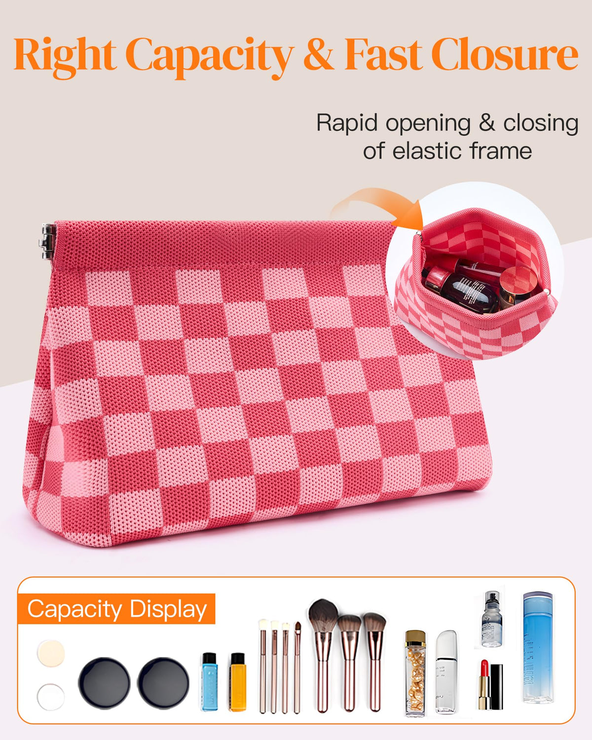 bohunono Small Makeup Bag for Purse,Cute Travel Makeup Pouch, Perfect Cosmetic & Toiletry Bag for Women, Lipstick Case & Brush Holder, Mini Vanity Organizer(LB_Dark Orange-Light Blue) - thewildfolk bohunono Small Makeup Bag for Purse,Cute Travel Makeup Pouch, Perfect Cosmetic & Toiletry Bag for Women, Lipstick Case & Brush Holder, Mini Vanity Organizer(LB_Dark Orange-Light Blue)