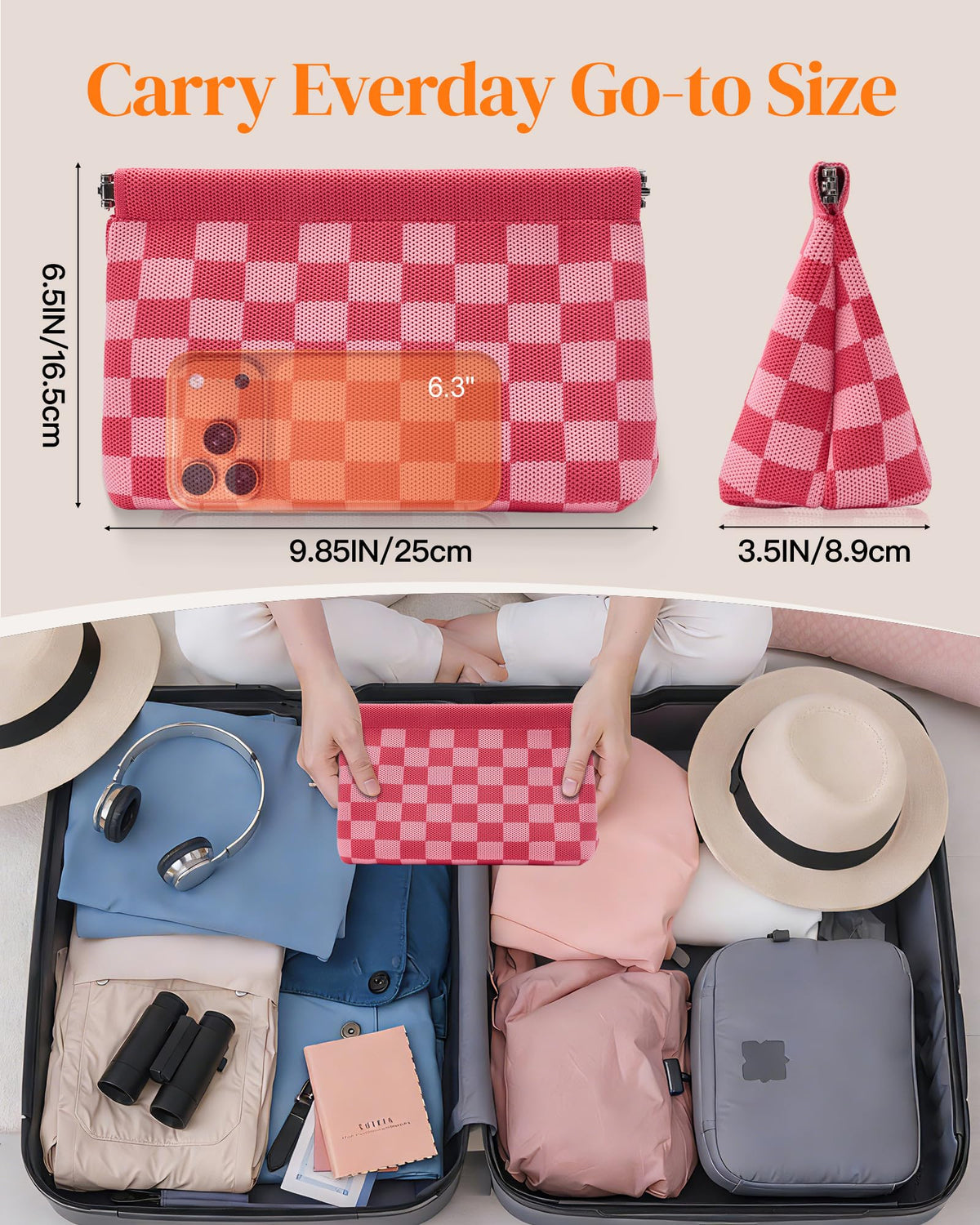bohunono Small Makeup Bag for Purse,Cute Travel Makeup Pouch, Perfect Cosmetic & Toiletry Bag for Women, Lipstick Case & Brush Holder, Mini Vanity Organizer(LB_Dark Orange-Light Blue) - thewildfolk bohunono Small Makeup Bag for Purse,Cute Travel Makeup Pouch, Perfect Cosmetic & Toiletry Bag for Women, Lipstick Case & Brush Holder, Mini Vanity Organizer(LB_Dark Orange-Light Blue)