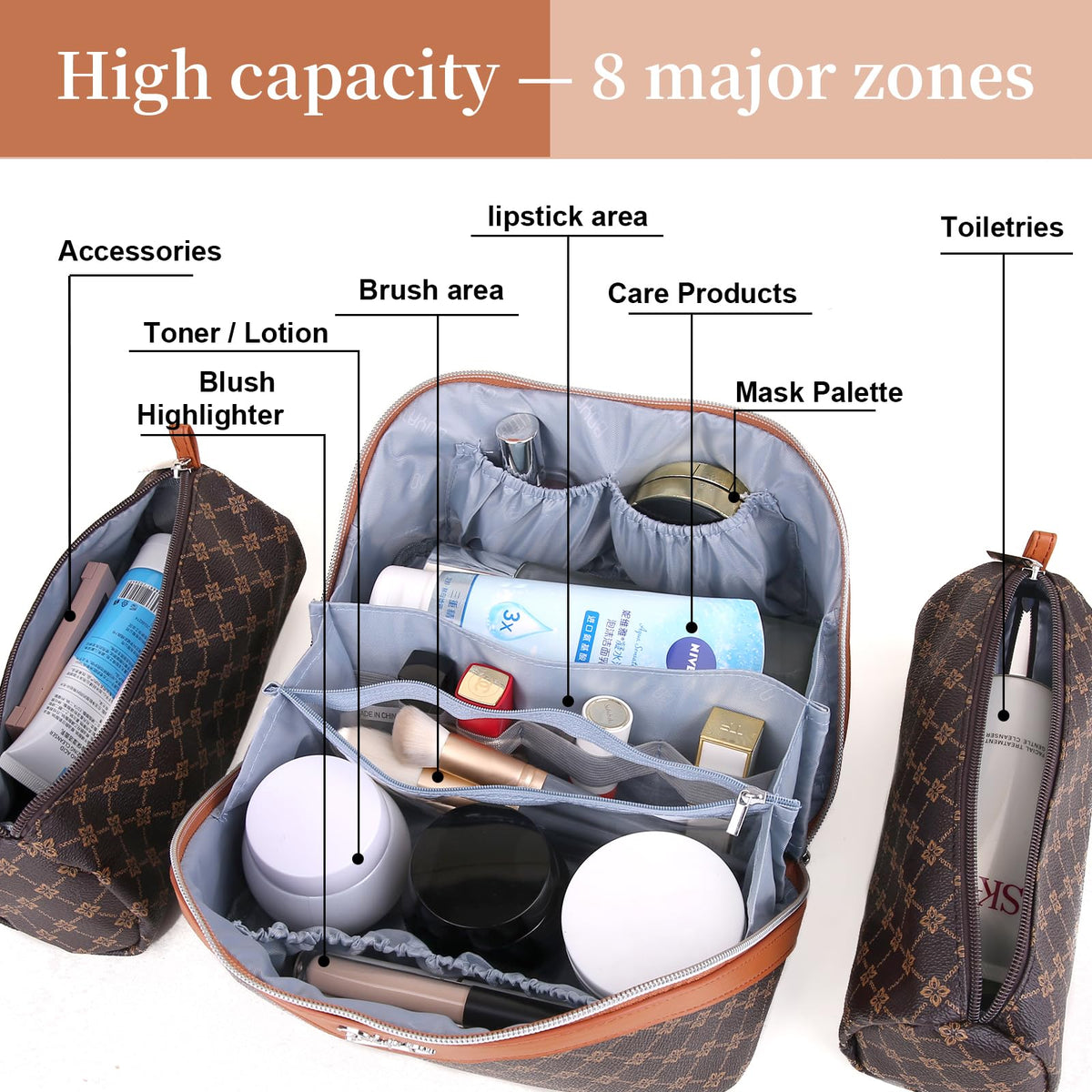 BOYATU Travel Makeup Bag Cosmetic Bags for Women: 3-Piece Make up Bag Set - thewildfolk BOYATU Travel Makeup Bag Cosmetic Bags for Women: 3-Piece Make up Bag Set