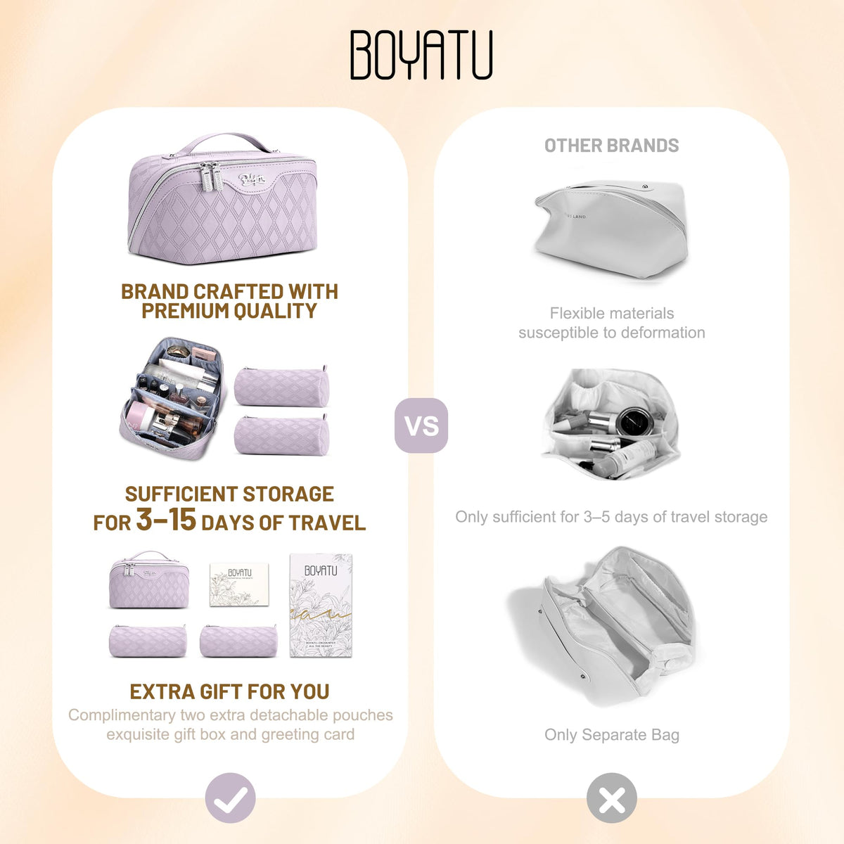 BOYATU Travel Makeup Bag, Large Capacity 3-Piece Cosmetic&Toiletry Bag Set - thewildfolk BOYATU Travel Makeup Bag, Large Capacity 3-Piece Cosmetic&Toiletry Bag Set