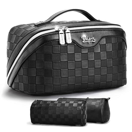 BOYATU Travel Makeup Bag Organizer: 180°Open-Flat 3 Pcs Make up Bags Set - thewildfolk BOYATU Travel Makeup Bag Organizer: 180°Open-Flat 3 Pcs Make up Bags Set