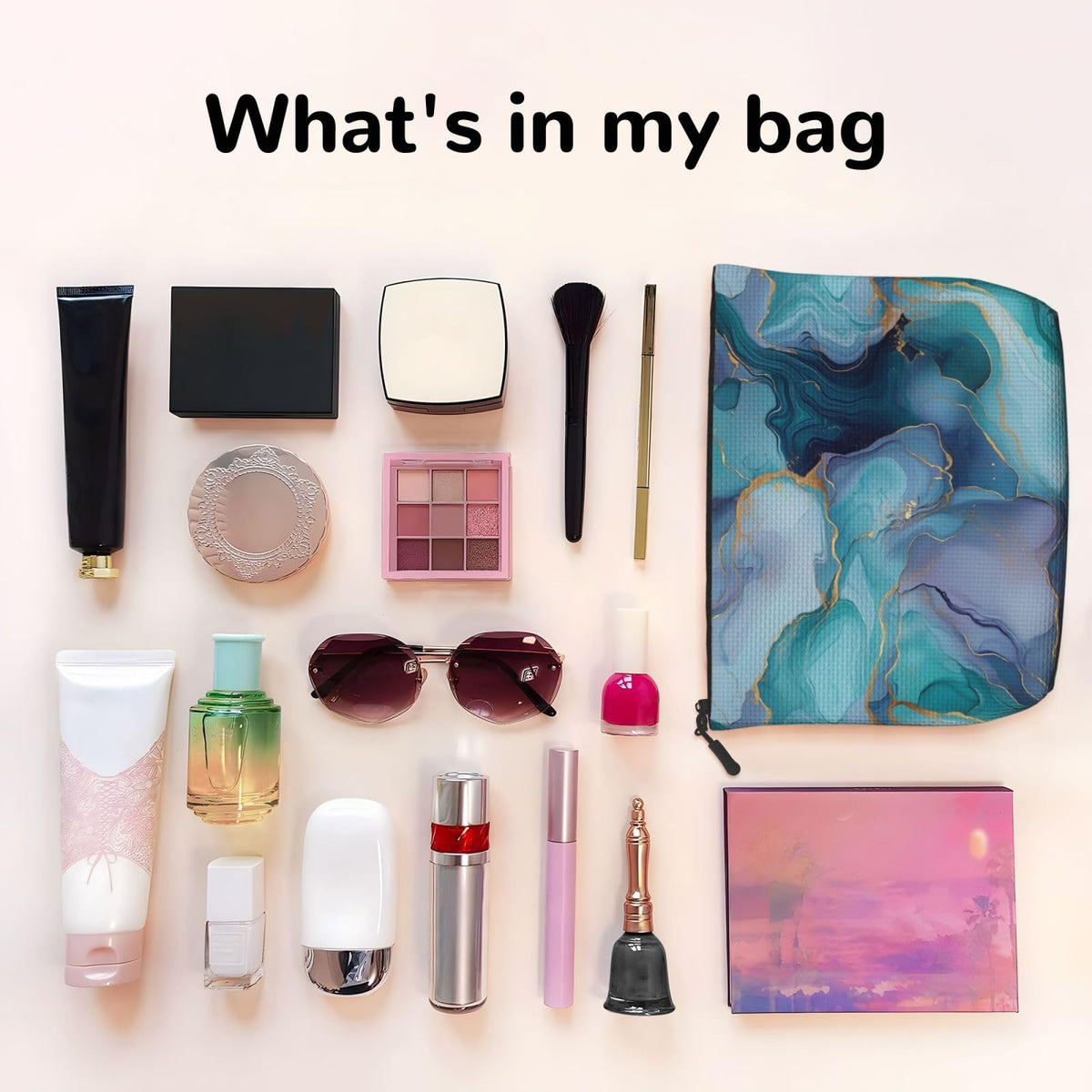 Braytow Blue Marble Classic Print Cosmetic Bags, Waterproof Makeup Storage Pouch for Women Holiday Gifts, 9.45 x 6.7 Inches - thewildfolk Braytow Blue Marble Classic Print Cosmetic Bags, Waterproof Makeup Storage Pouch for Women Holiday Gifts, 9.45 x 6.7 Inches